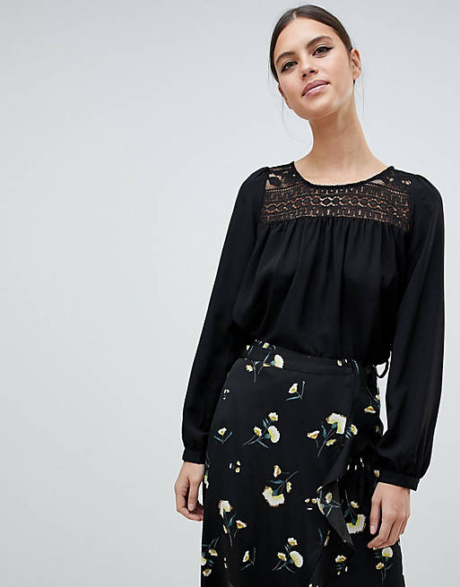 French Connection Shirley Blouse with Crochet Yolk | ASOS