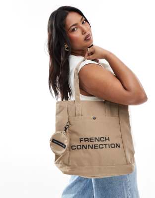 French Connection - Shopper-Tragetasche in Steinbeige mit Münztäschchen-Neutral