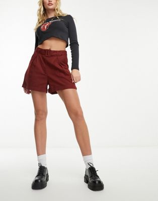 French Connection belted linen blend shorts in rust - ASOS Price Checker