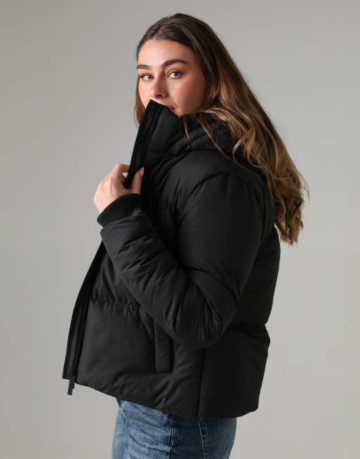 French Connection Short padded hooded puffer zip jacket in black, 2 of 4