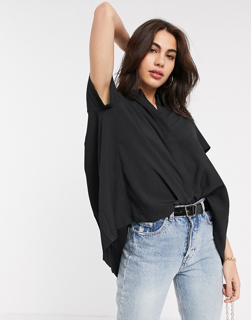 French Connection short sleeve blouse in black