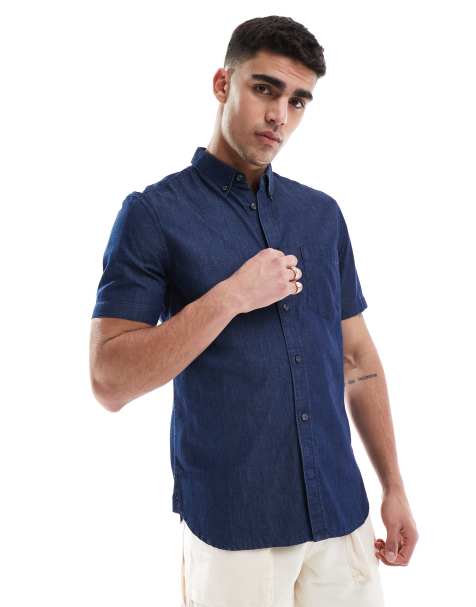 French Connection short sleeve denim chambray shirt in blue - view 1