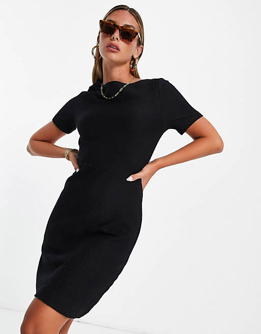 French Connection short sleeve knitted mini dress in black
