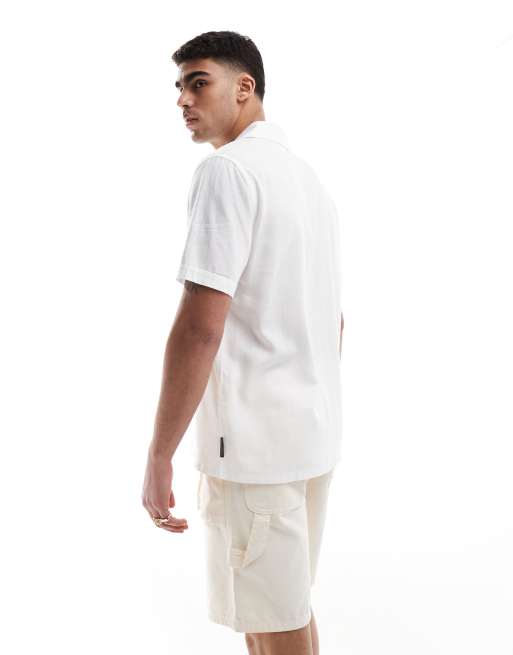 French Connection short sleeve linen revere shirt in white, 4 of 4