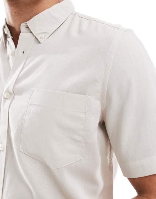 French Connection short sleeve linen shirt in stone, 2 of 4