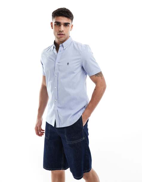 French Connection short sleeve logo shirt in sky blue
