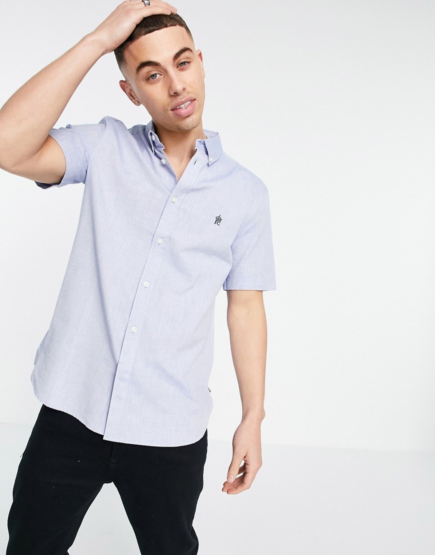 French Connection short sleeve oxford shirt in sky blue