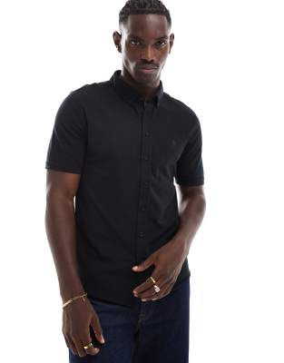 French Connection short sleeve pique shirt in navy - view 1