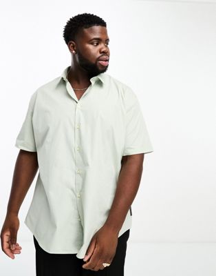 French Connection short sleeve plus smart shirt in sage - ASOS Price Checker