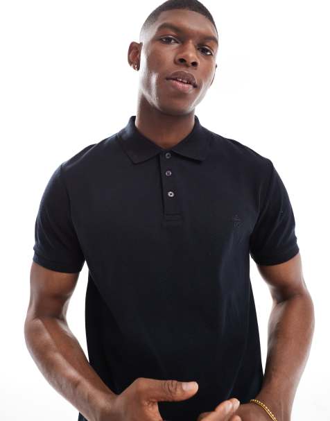 French Connection short sleeve popcorn polo shirt in navy - view 1