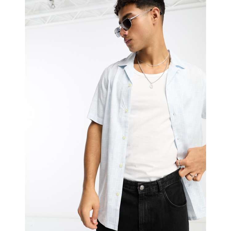 Short Sleeve Revere Oversized Boxy Satin Shirt