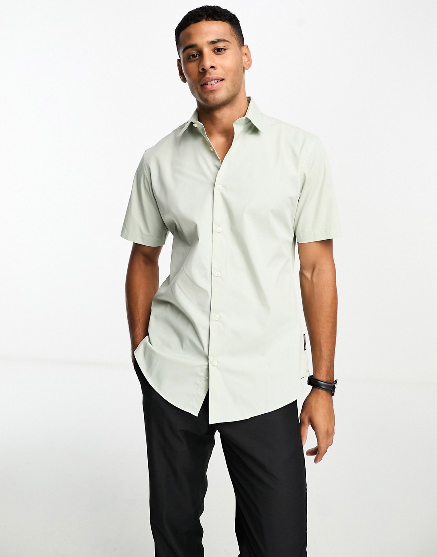 French Connection short sleeve smart shirt in sage-Green