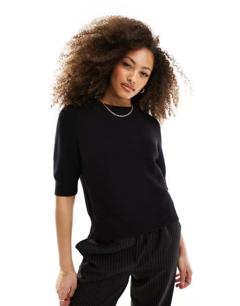 French Connection short sleeve sweater in black - view 1