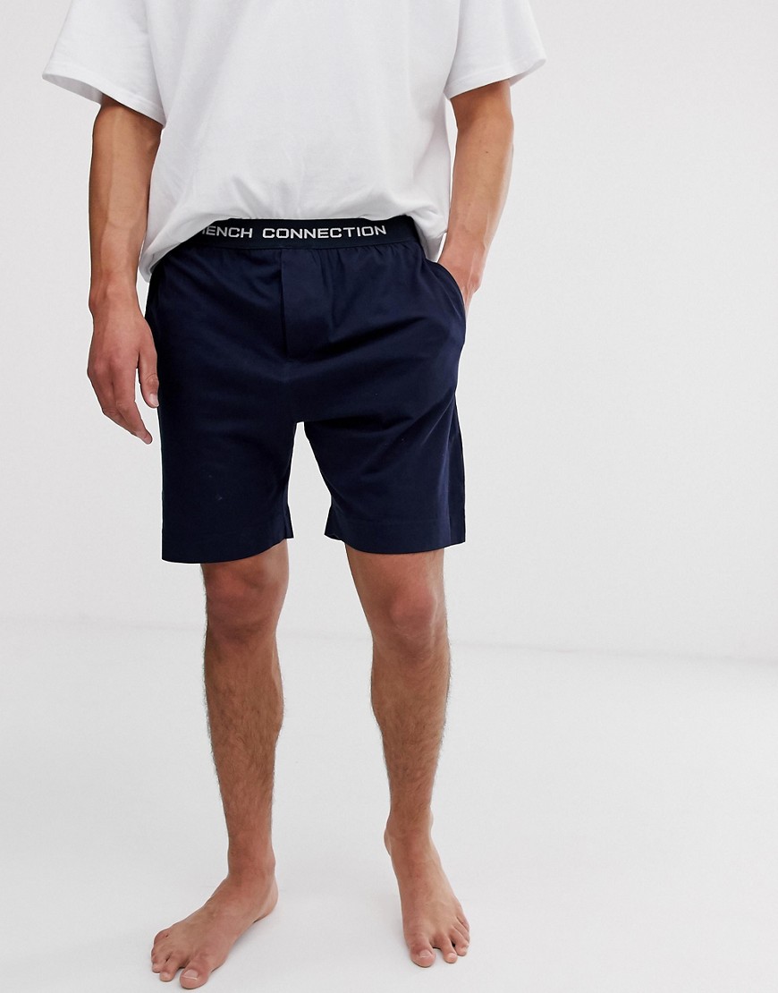 French Connection - Shorts med logobånd i taljen-Marineblå