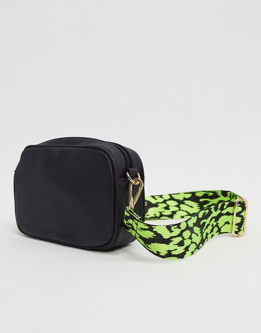 French Connection shoulder bag with neon leopard strap