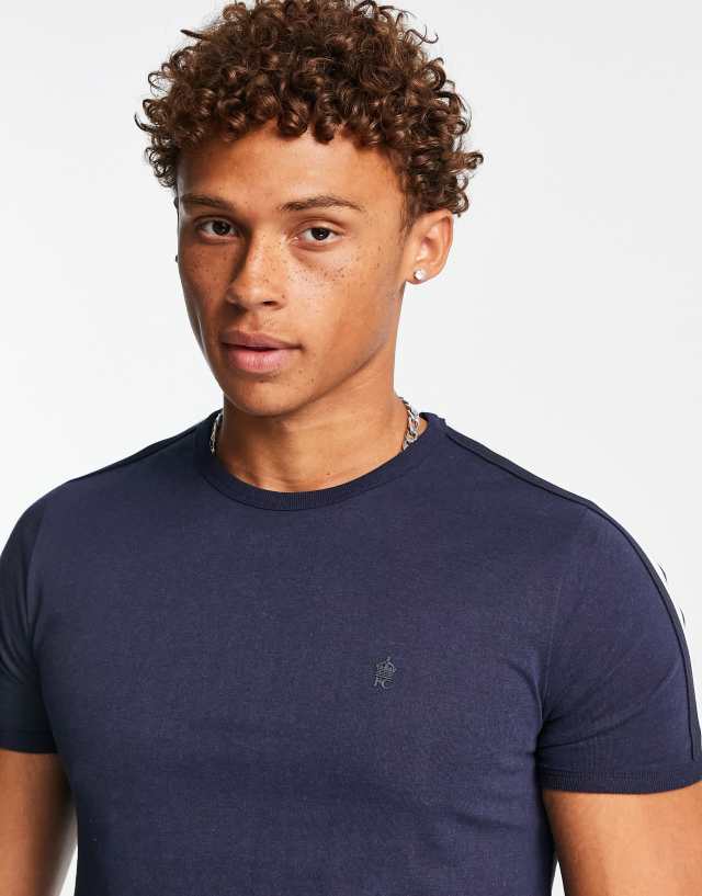 French Connection shoulder tape t-shirt in navy