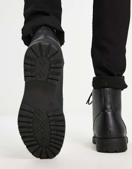 Mens black leather side zip outlet boots