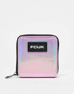 French Connection – Silverfärgad, holografisk plånbok med glitter