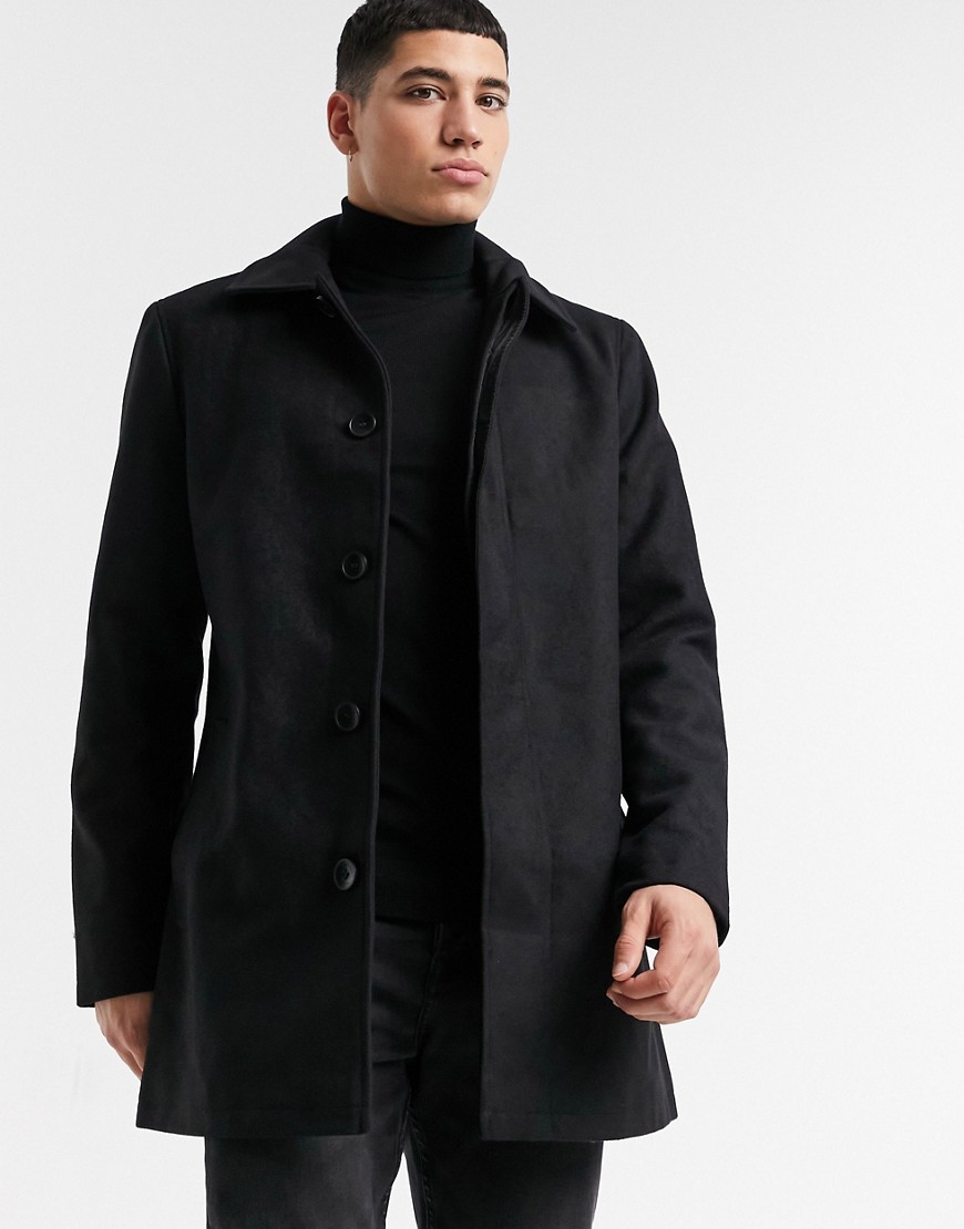 French Connection single breasted collar coat-Black