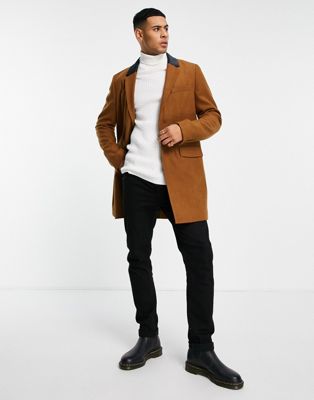 French Connection single breasted over coat with velvet collar