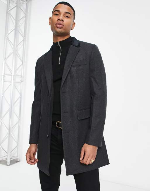 Collared wool 2025 overcoat charcoal