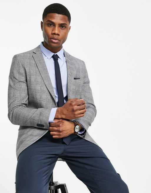 French Connection single breasted suit jacket in gray check