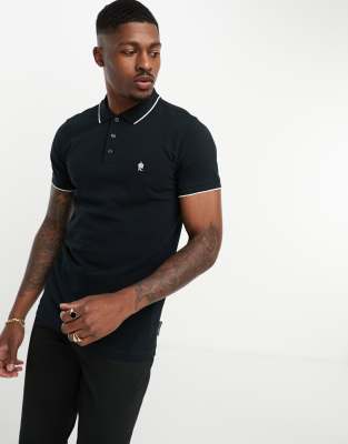 single tipped pique polo in navy