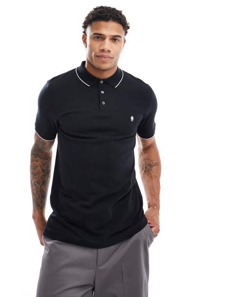 French Connection single tipped pique polo shirt in navy - view 1