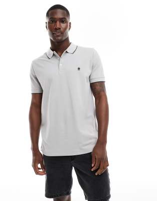 French Connection single tipped polo in light gray