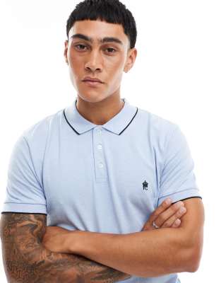 French Connection single tipped polo in sky blue