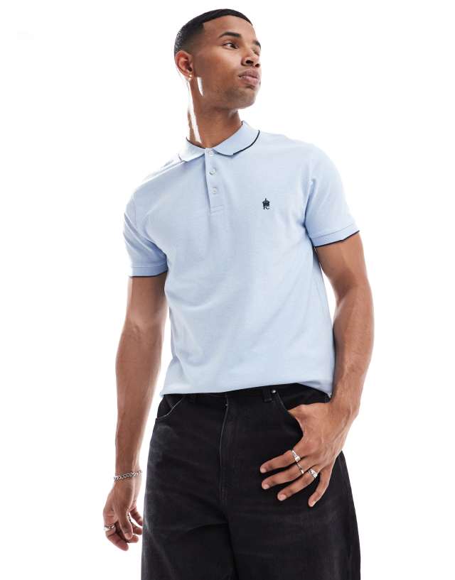 French Connection Mens - French Connection single tipped polo in sky blue