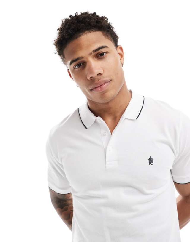 French Connection Mens - French Connection single tipped polo in white