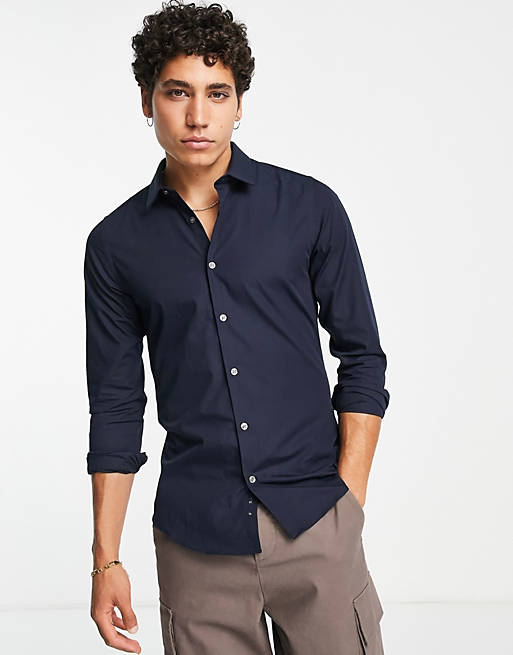 French Connection skinny fit shirt in navy | ASOS
