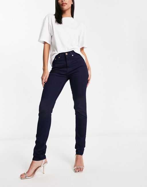 French Connection - Skinny jeans met hoge taille in indigo blauw