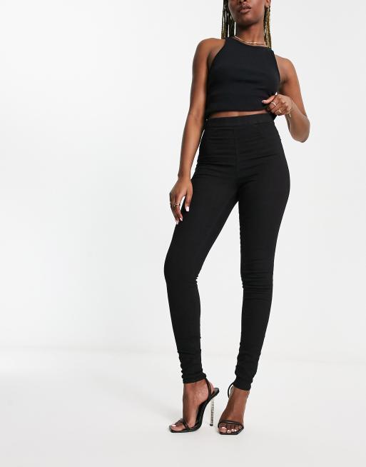 French Connection – Skinny-Jeans mit hoher Taille in Schwarz 