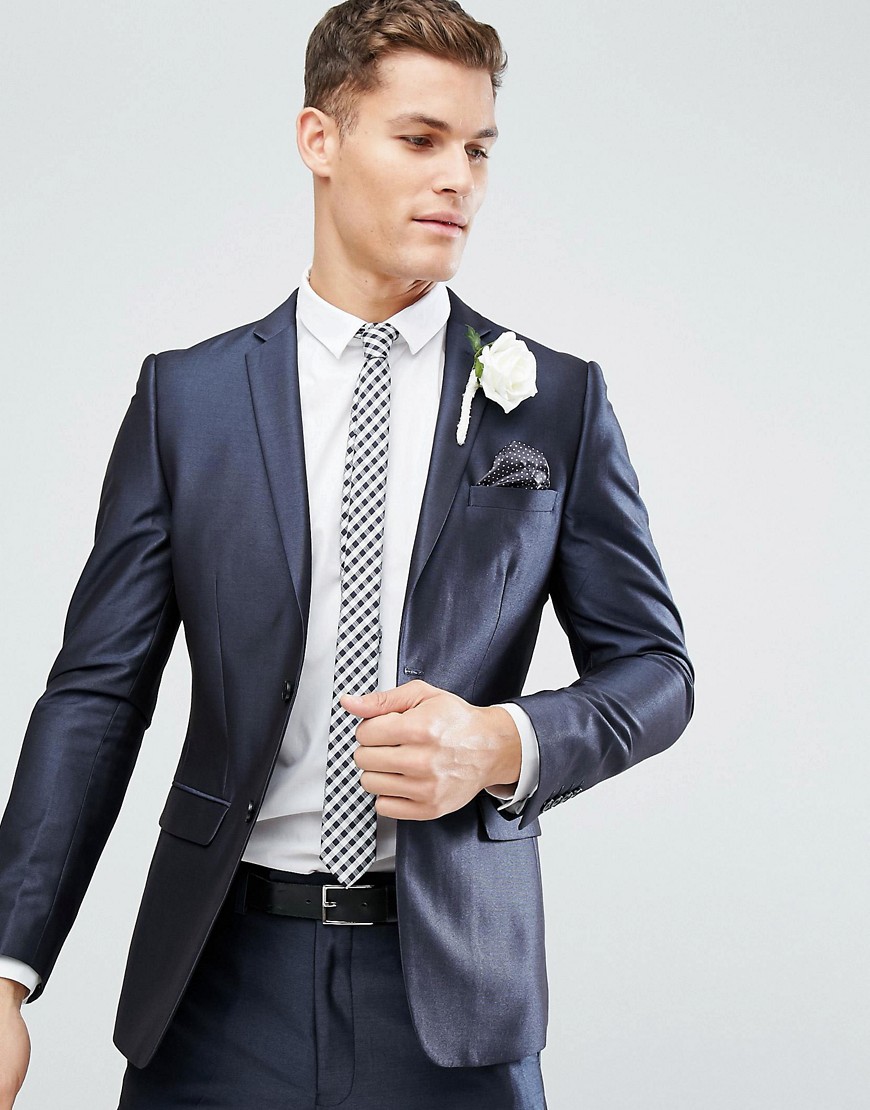 French Connection Skinny Wedding Suit Jacket in Tonic-Navy
