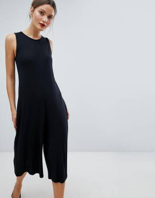 French Connection Sleeveless A-Line Culotte Jumpsuit-Black