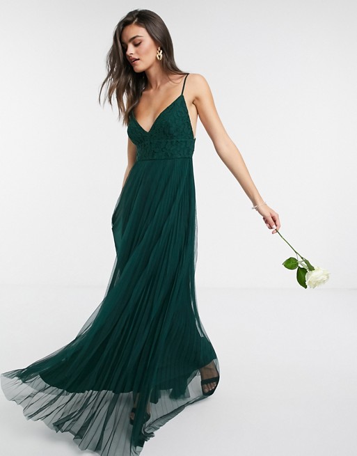 French Connection Sleeveless Bridesmaid Dress in Green