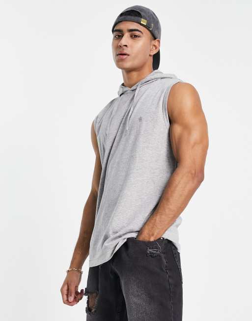 French Connection sleeveless hooded vest in light grey ASOS