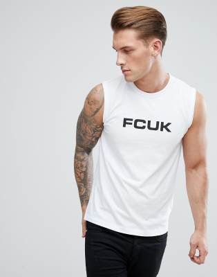 Sleeveless Logo Tank-White