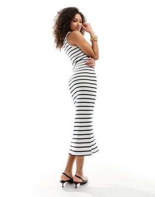 French Connection sleeveless midi racer dress in stripe