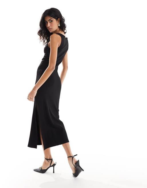 French Connection sleeveless midi tank dress in black