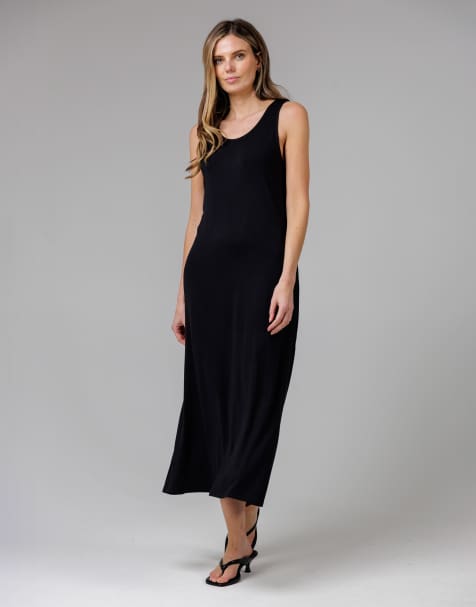 French Connection Sleeveless scoop neck flowy maxi dress in black - view 1