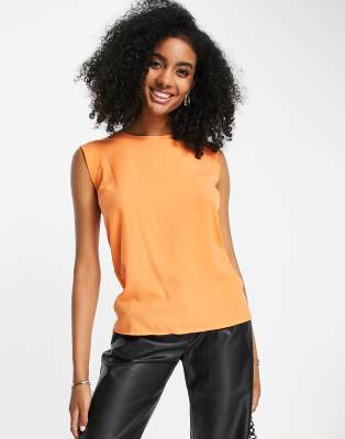 sleeveless T-shirt in neon orange