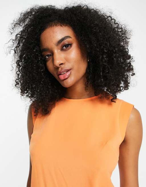 French Connection sleeveless T-shirt in neon orange, 4 of 4