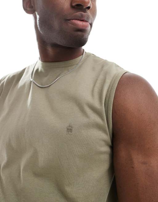 French Connection sleeveless T-shirt tank top in khaki