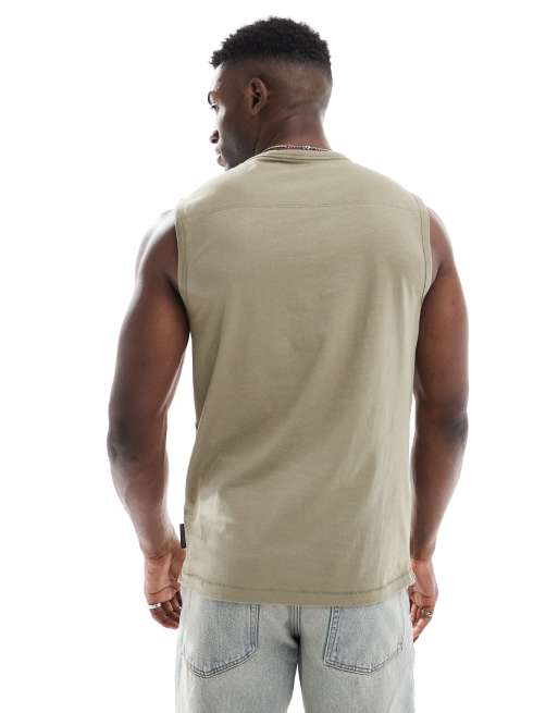 French Connection sleeveless T-shirt tank top in khaki