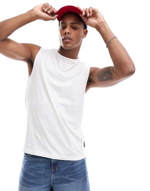 French Connection sleeveless T shirt tank top in white ASOS