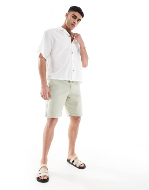 French Connection slim chino shorts in sage - view 1