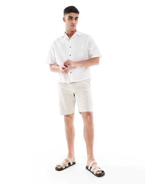 French Connection slim chino shorts in stone - view 1